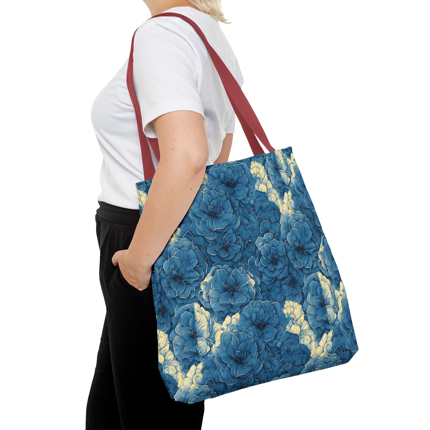 Floral Blue Peony Tote