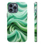 Stylish Phone Case, Tough Case, Green Abstract Design, Cell Phone Cover, Unique Gift, Trendy Accessory