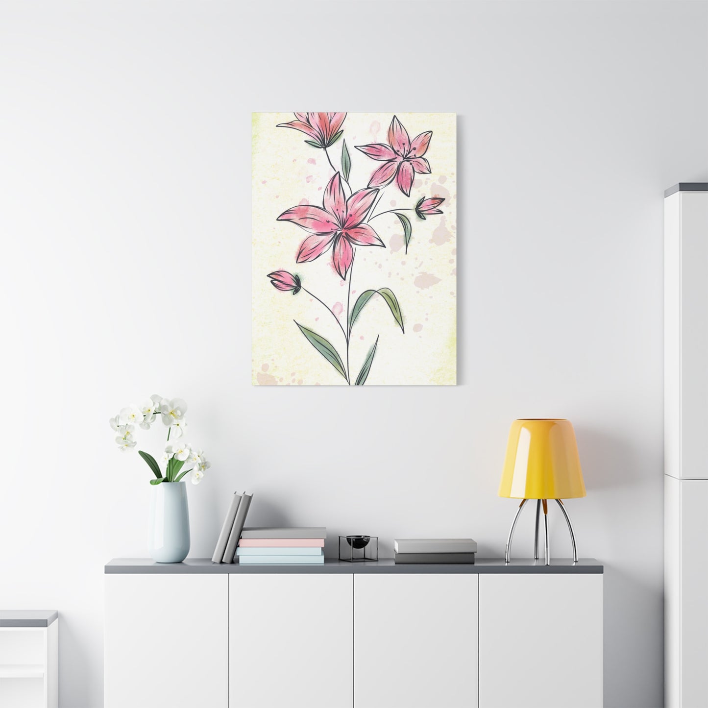 Matte Canvas, Stretched, 1.25" Tulips Pink Flowers