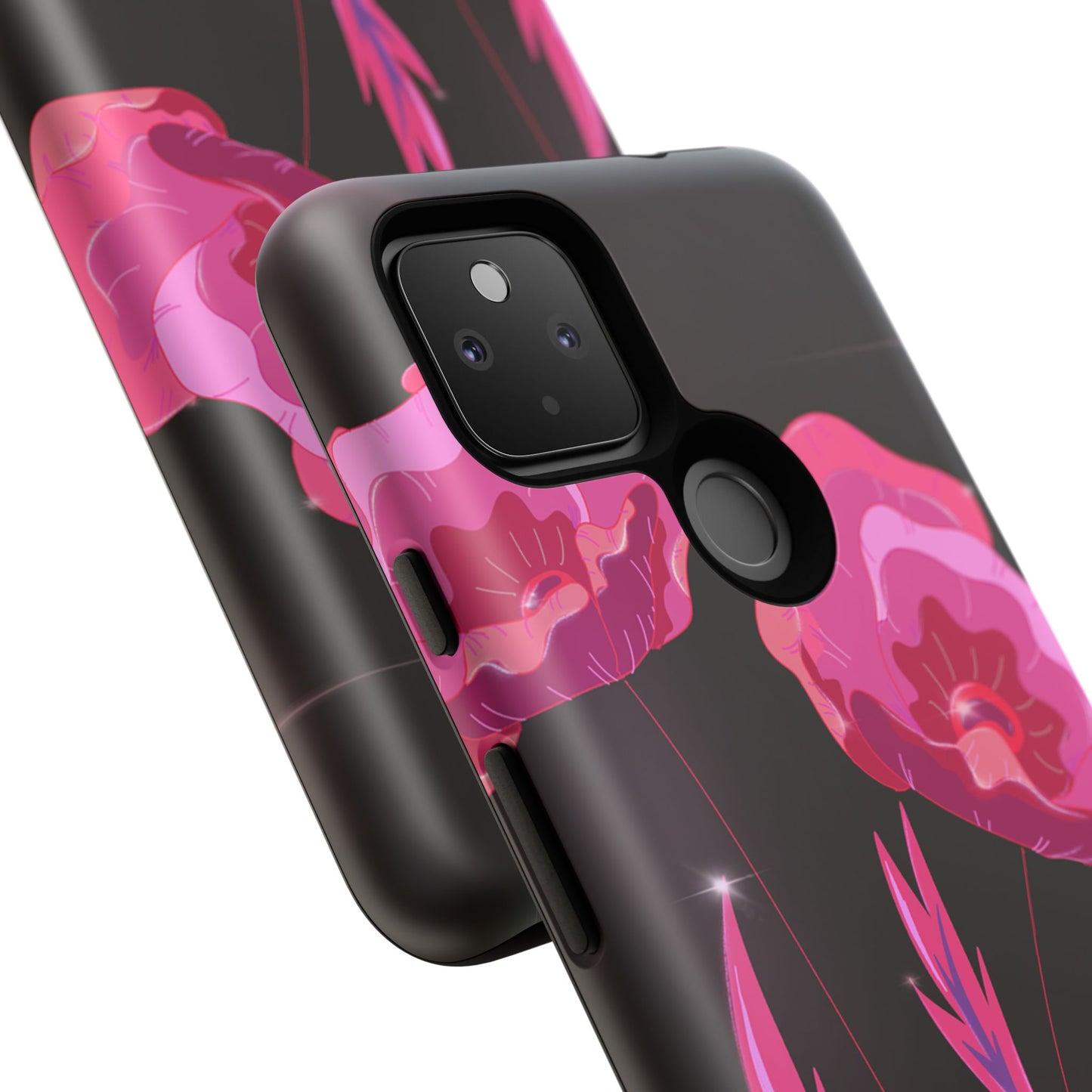 Floral iPhone Case | Tough Cases with Pink Poppy Design, Elegant Flower Phone Cover, Gift for Her, Spring Accessories, Chic Tech