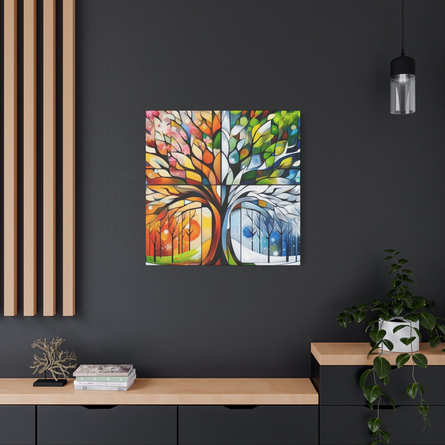 Seasons Tree Canvas Wall Art — Four Seasons Matte Stretched Canvas