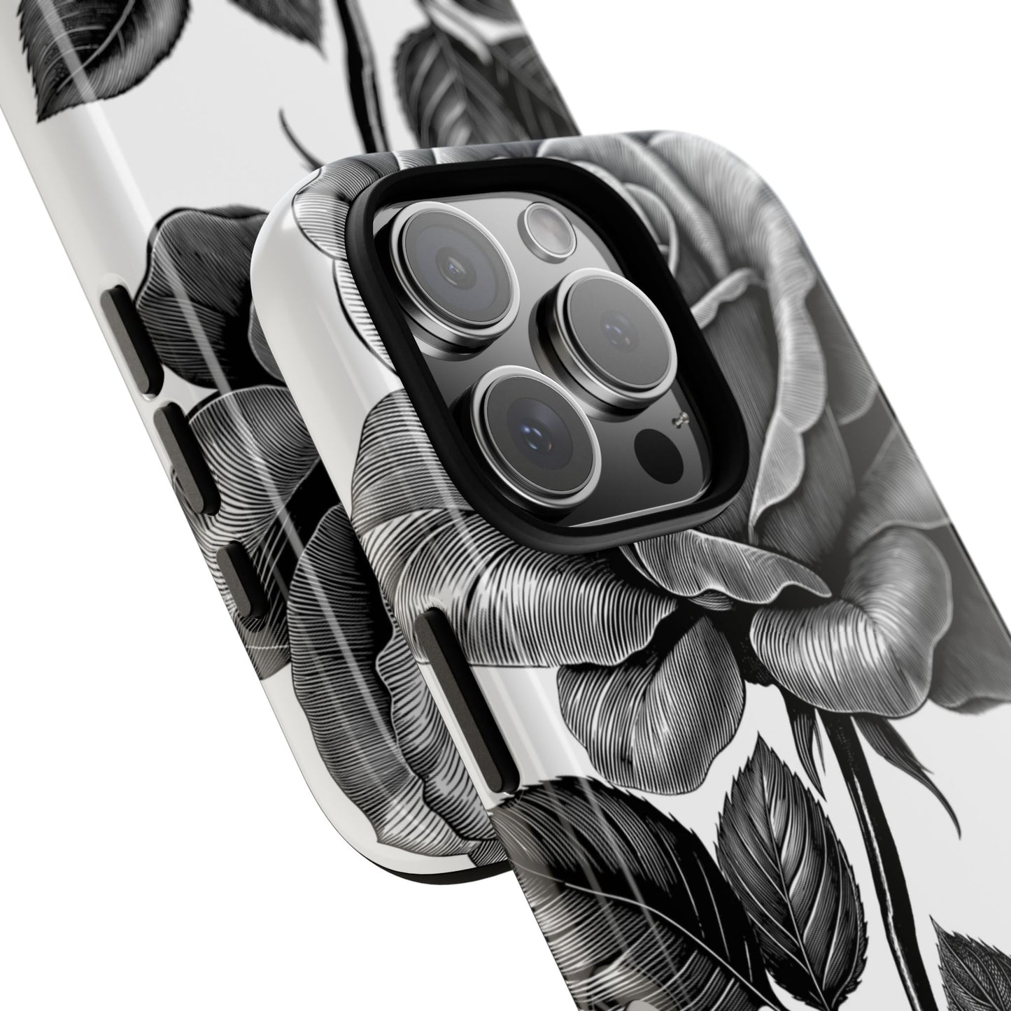 Elegant Floral Phone Case - Tough Cases, Black Rose Design, Floral Phone Cover, Stylish Phone Accessory, Gift for Her, Mother's Day