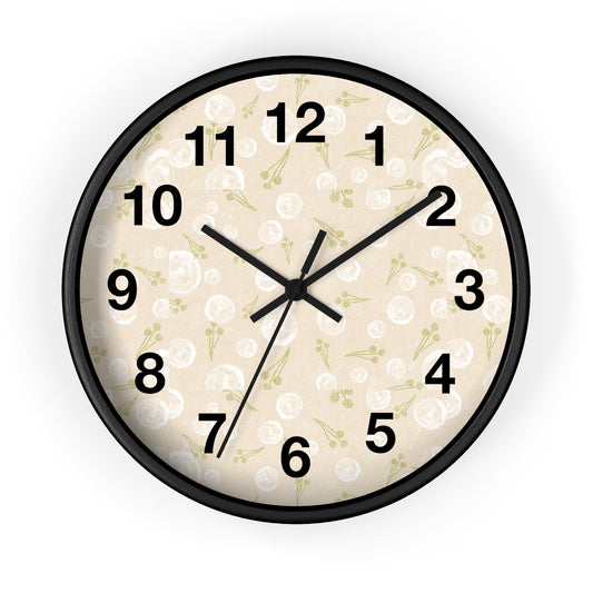 Chic Floral Wall Clock, Home Decor, Modern Design, Gift for Her, Wall Art, Boho Style, Timepiece