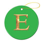 Round Christmas Ceramic Ornament (Glossy Surface) - Letter E