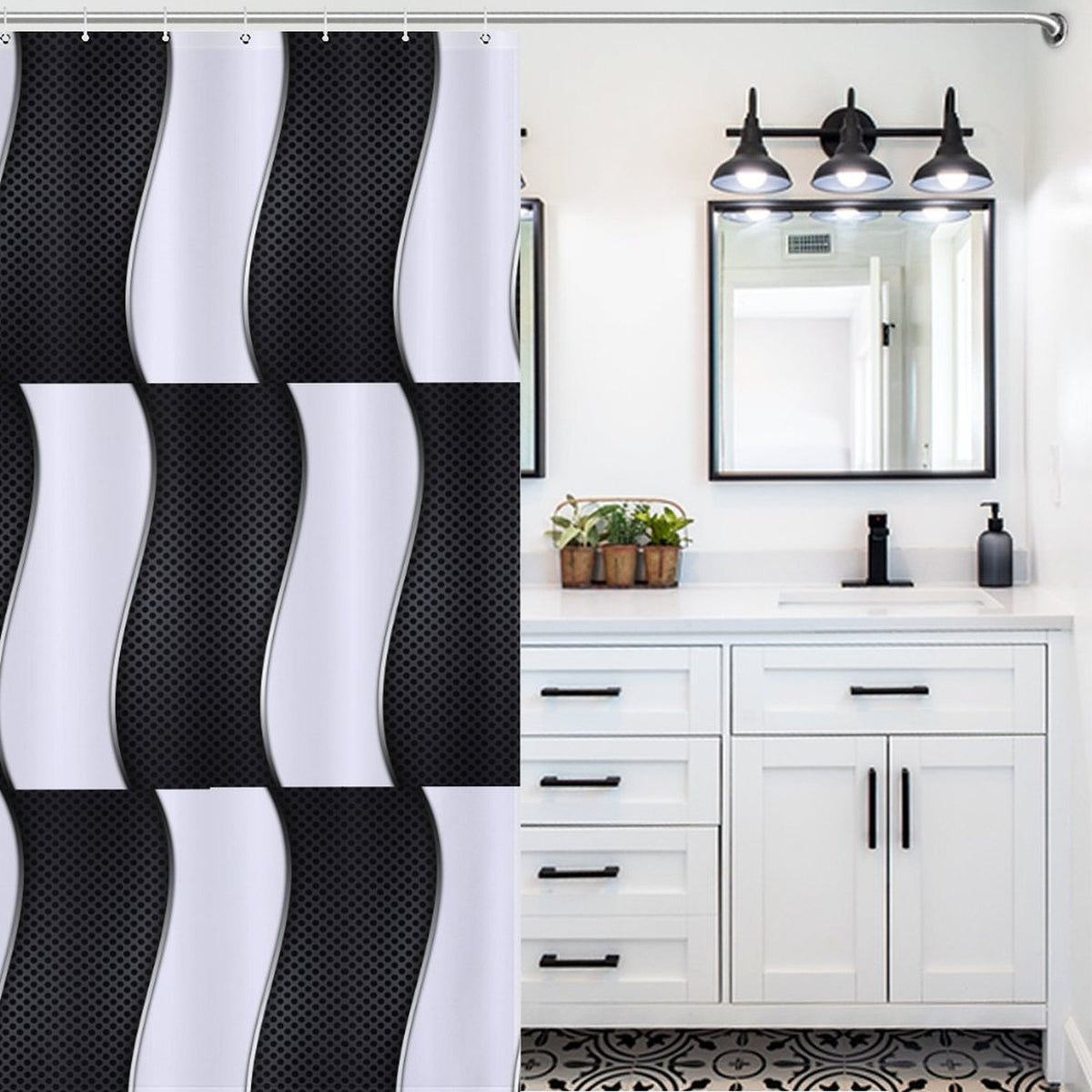 Black and white shower curtain