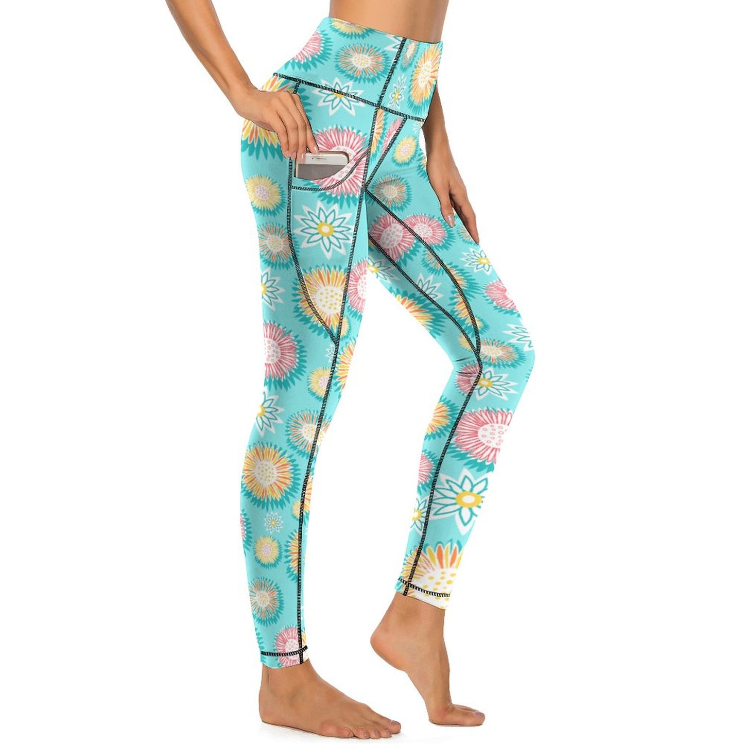 Custom Print Patterned Yoga Pants with 2 Pockets Fun pattern