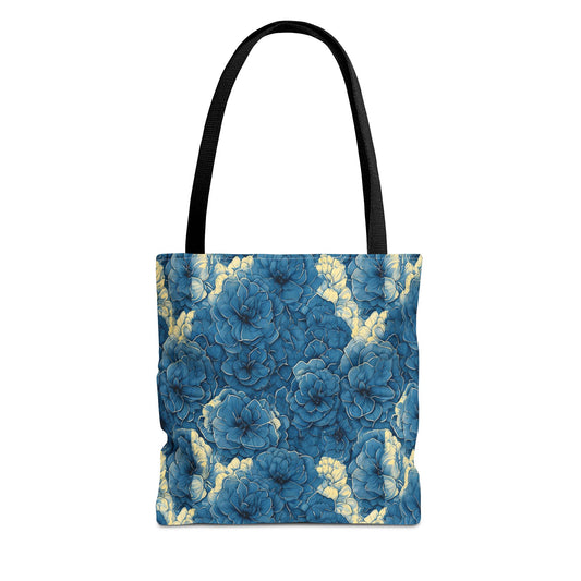 Floral Blue Peony Tote