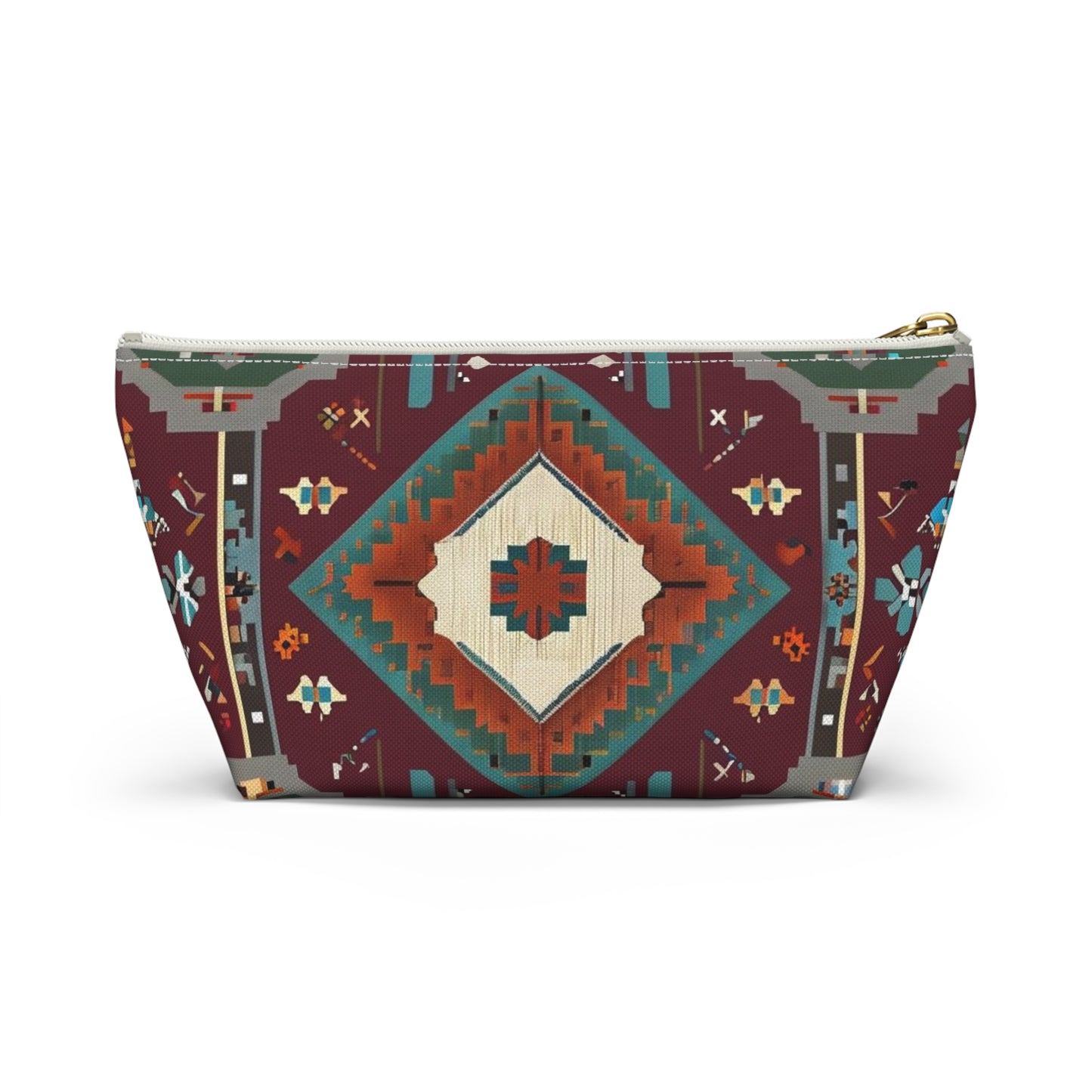 Bohemian Accessory Pouch, Vibrant Tribal Design