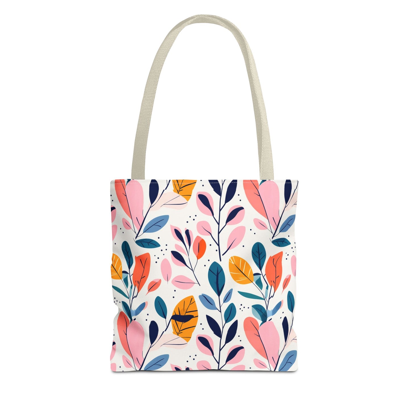 Floral Leaves Tote Bag — Colorful Botanical All-Over Print Bag
