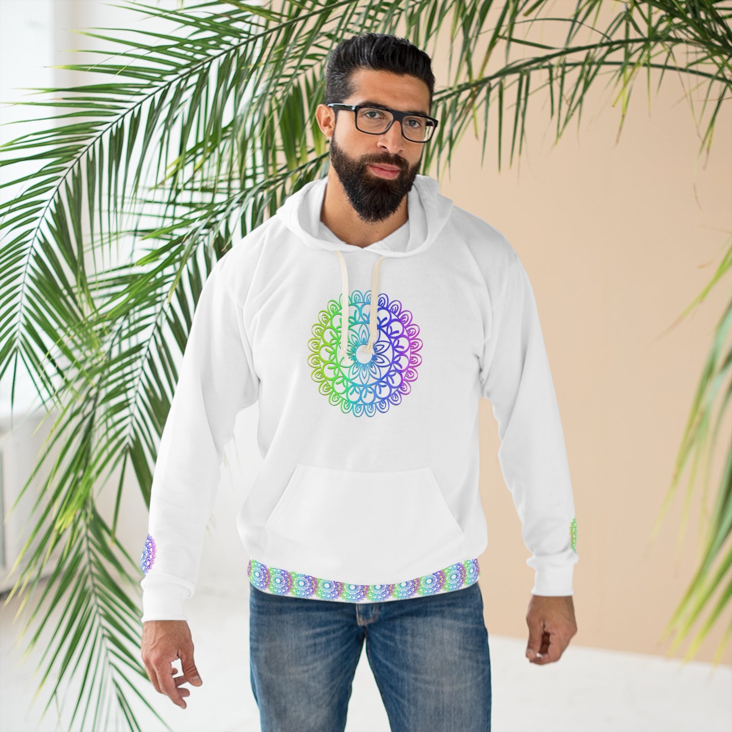Colorful Mandala Unisex Pullover Hoodie - Boho Gift, Festival Wear, Cozy Streetwear, Spiritual Fashion, Unique Hooded Sweatshirt