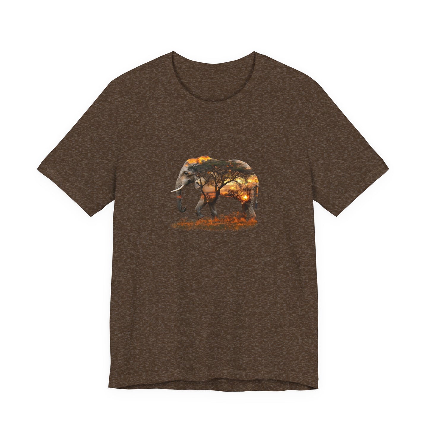 Elephant Sunset Unisex Jersey Tee, Nature Lover Shirt, Animal Print T-Shirt, Gift for Wildlife Enthusiasts, Eco-Friendly Fashion