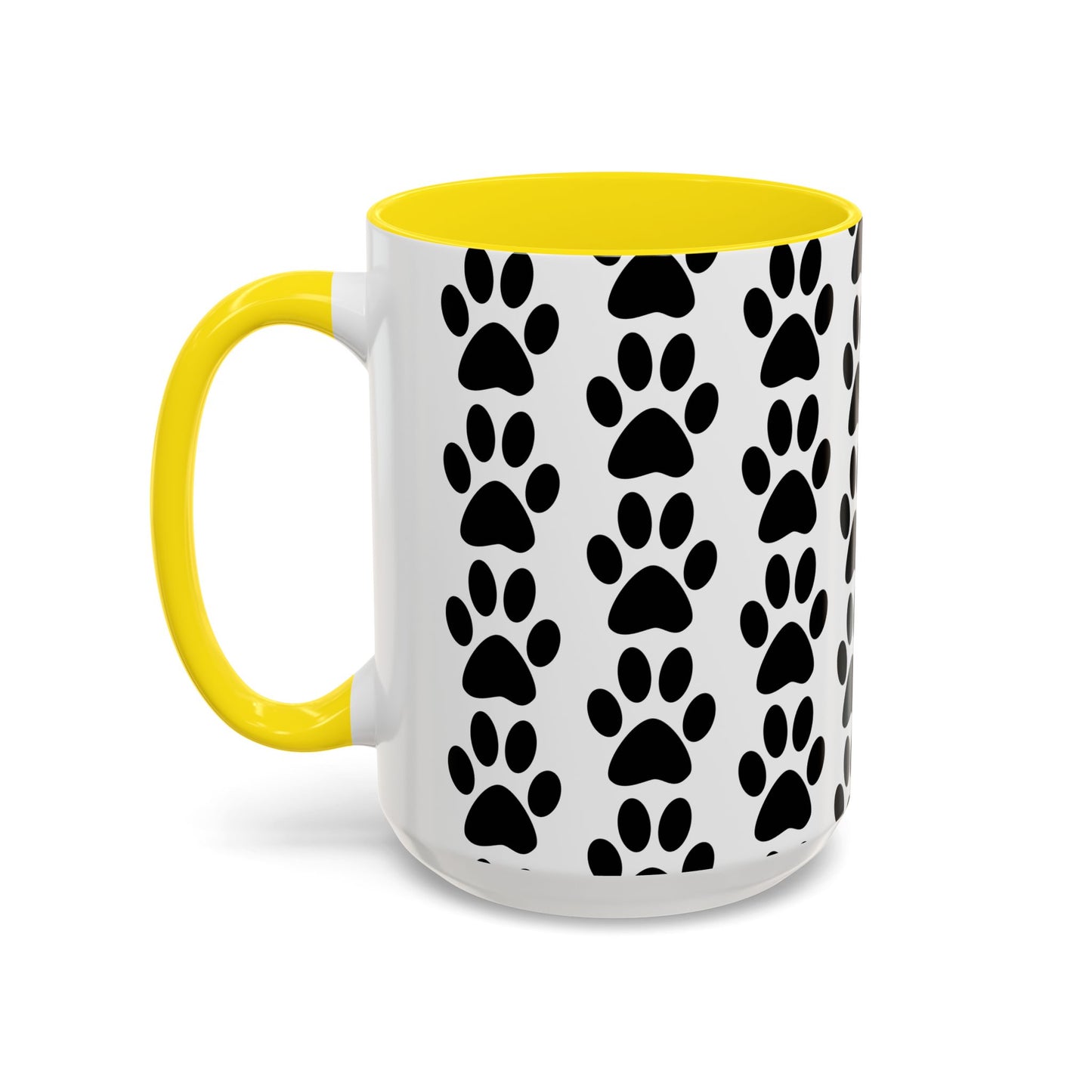 Paw Print Accent Coffee Mug - Dog Lover Gift, Black and White Pet Mug, Cute Animal Decor, Personalized Pet Owner Present, Coffee Tea Cup