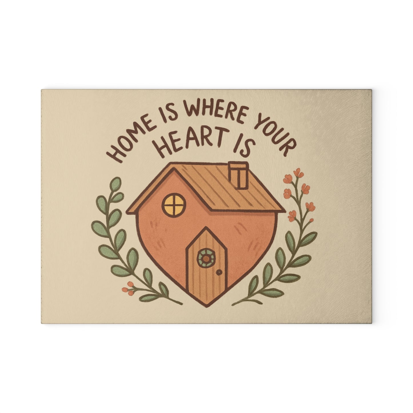 Home Sweet Home Glass Cutting Board, Kitchen Decor, Gift for New Home, Wedding Gift, Heartwarming Kitchenware