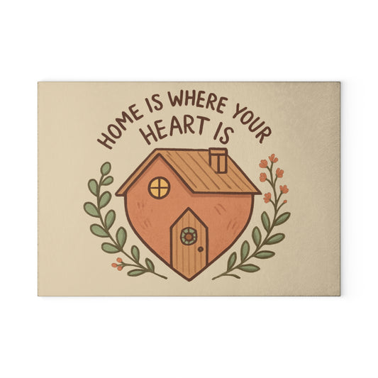 Home Sweet Home Glass Cutting Board, Kitchen Decor, Gift for New Home, Wedding Gift, Heartwarming Kitchenware