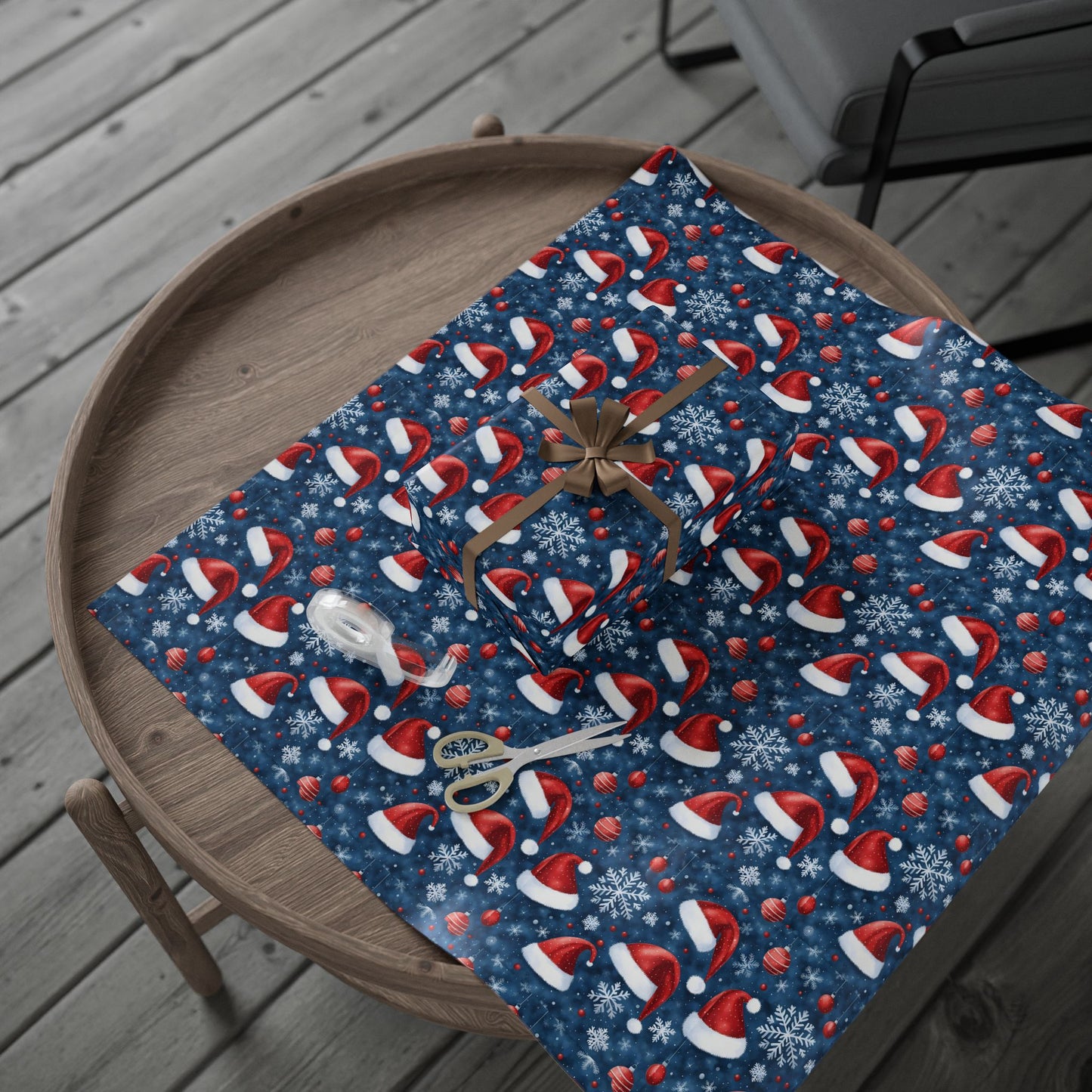 Christmas Santa Hat Wrapping Paper Roll — Festive Snowflake Gift Wrap