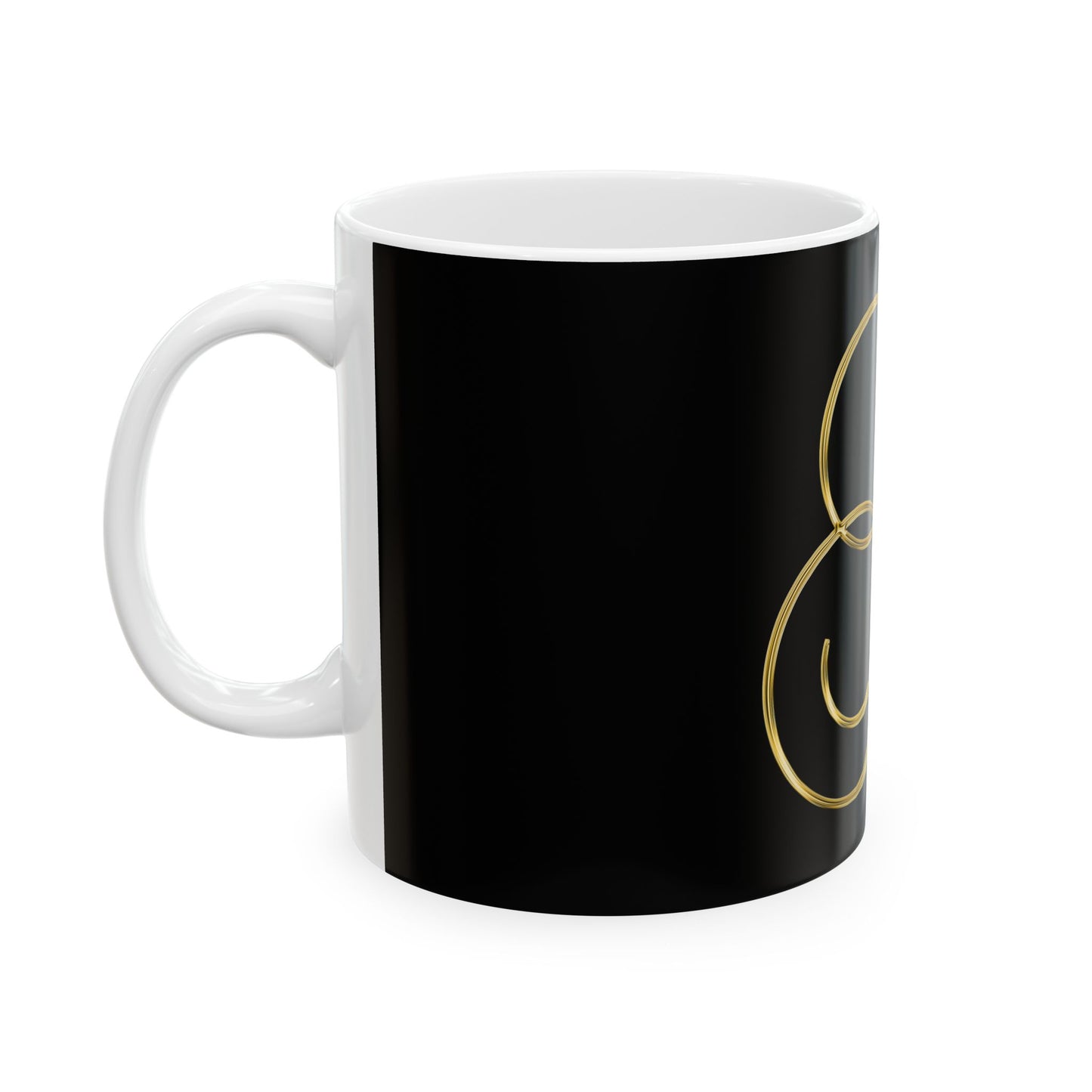 Gold Script Letter G Ceramic Mug — Elegant Monogram Coffee Cup (11oz/15oz)