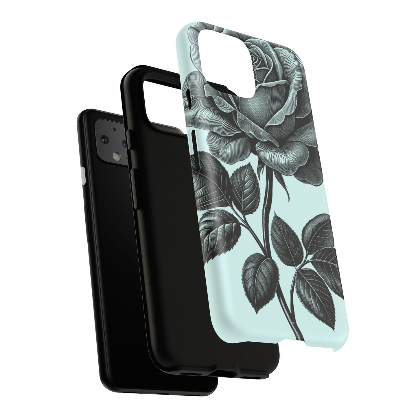 Elegant Floral Phone Case, Tough Cases for iPhones, Black Rose Design, Gift for Her, Stylish Phone Cover, Birthday Gifts