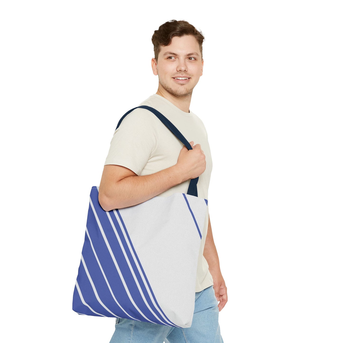 Chic Blue Striped Tote Bag, Stylish Reusable Shopping Bag, Beach Bag, Everyday Carry, Gift for Her