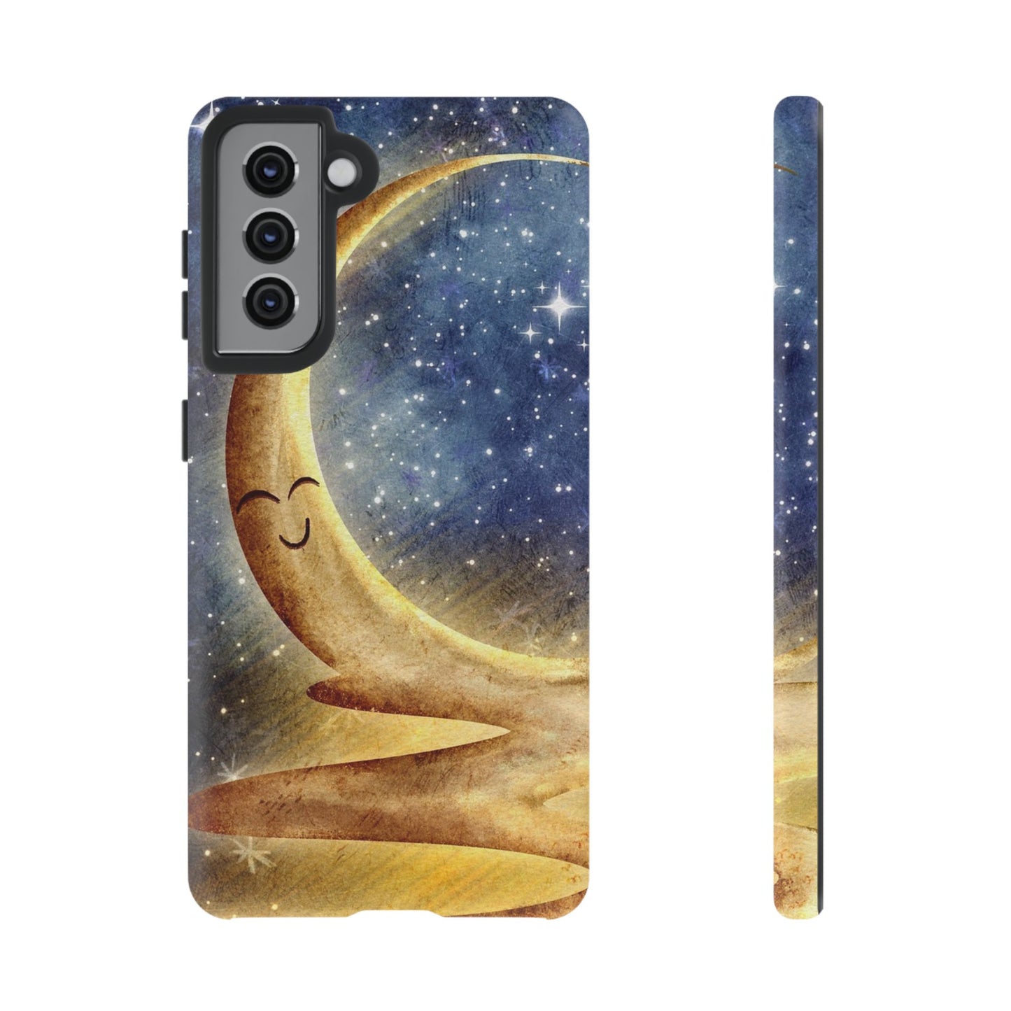 Moonlit Smile Phone Case — Starry Night Crescent Moon iPhone Cover