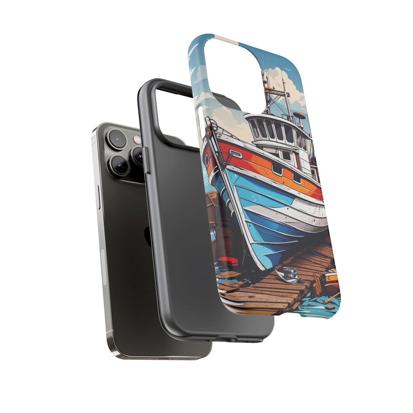 Colorful Fishing Boat Phone Case | Nautical Gift, Marine Design, Coastal Aesthetic, Summer Vibes, Sea Lover's Accessory