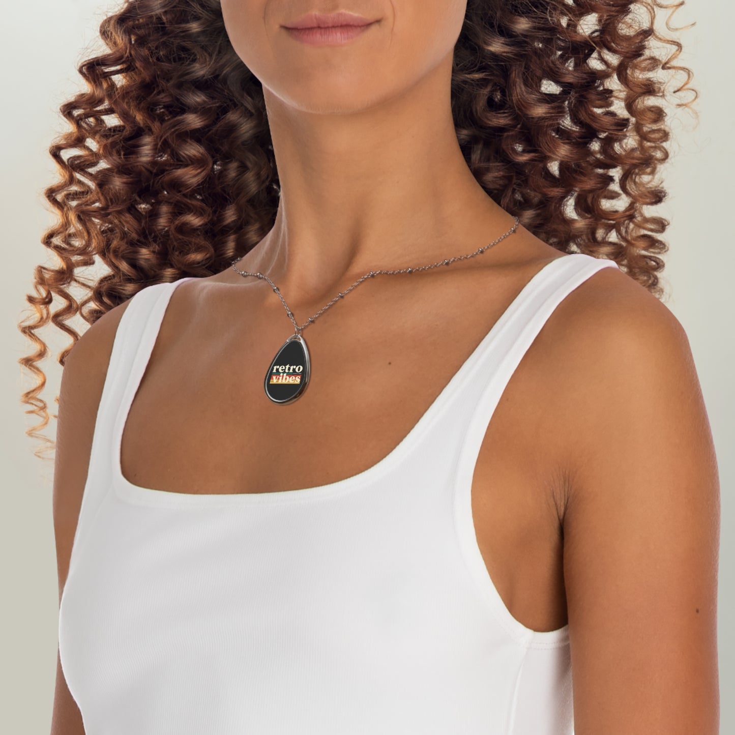 Retro Vibes Oval Necklace, Boho Jewelry, Statement Piece, Gift for Her, Trendy Accessory, Festival or Casual Wear