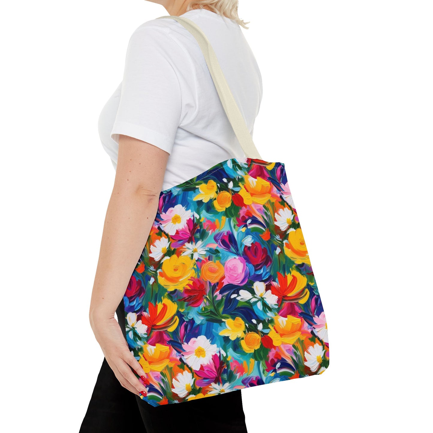 Colorful Floral Tote Bag — Vibrant All-Over Print Shopper