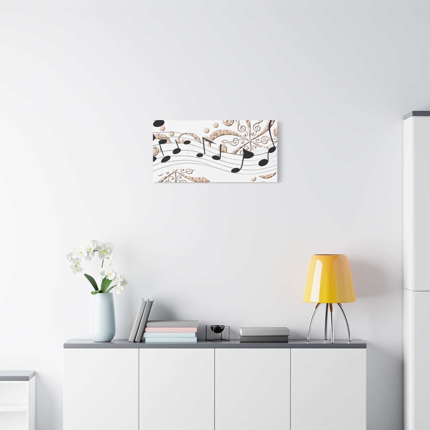 Musical Note Canvas Art, Floral Decor for Home, Music Lover Gift, Wall Art for Musicians, Unique Gift Idea