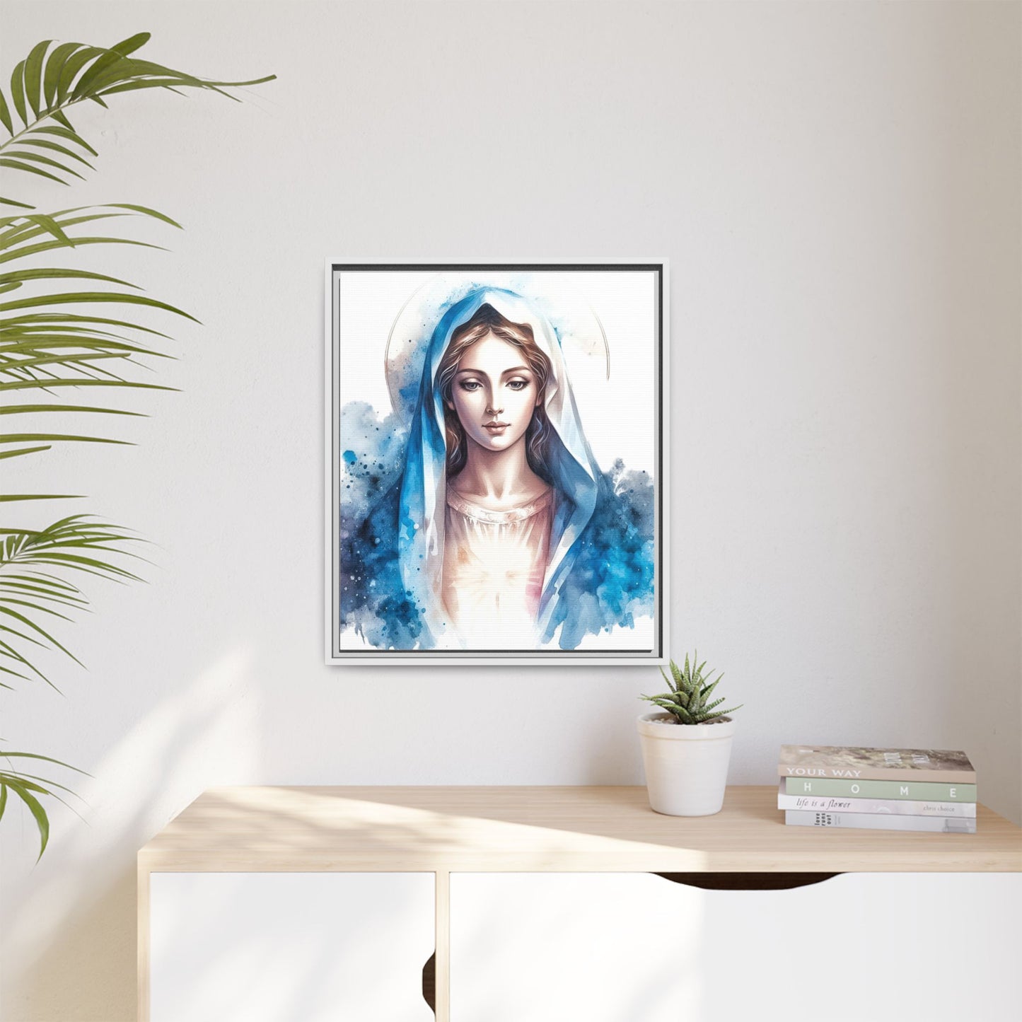 Framed Canvas Art Print, Spiritual Decor, Religious Artwork, Wall Decor, Gift for Faith, Elegant Home Decoration
