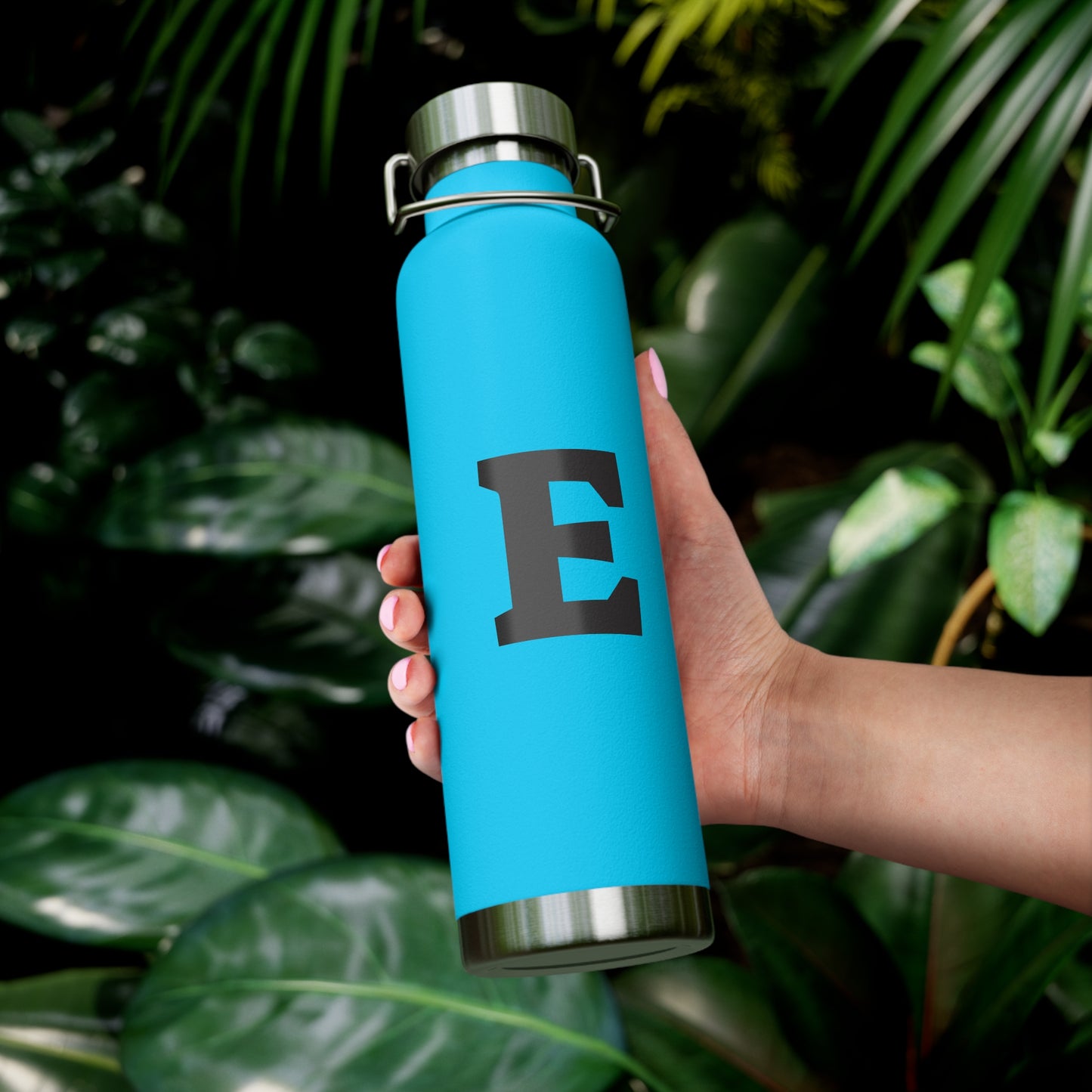 Personalized Copper Insulated Water Bottle, 22oz - "E" Custom Monogram, Travel Mug, Fitness Bottle, Hydration Gift, Eco-Friendly