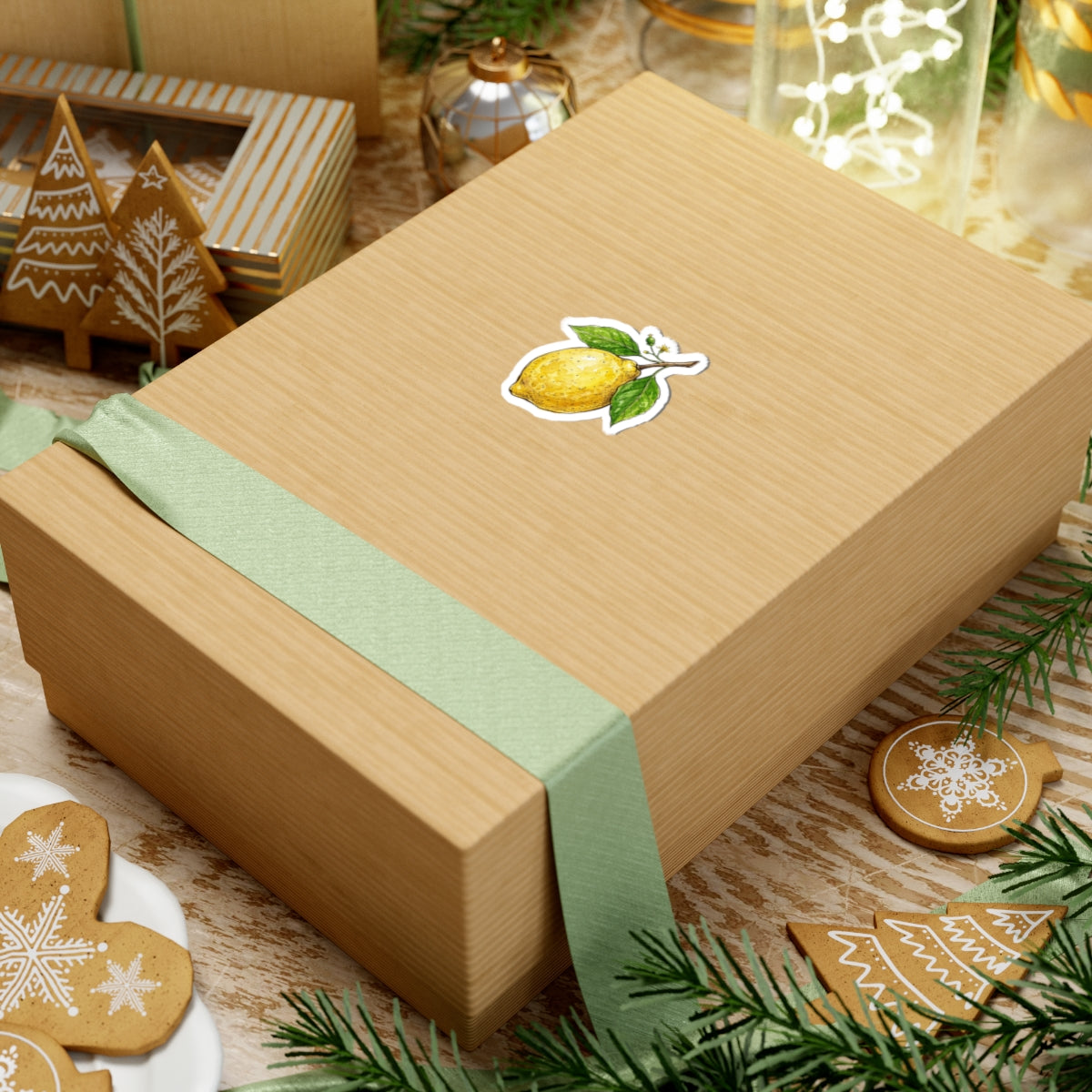 Lemon Branch Kiss-Cut Sticker — Watercolor Citrus Decal for Laptops & Journals