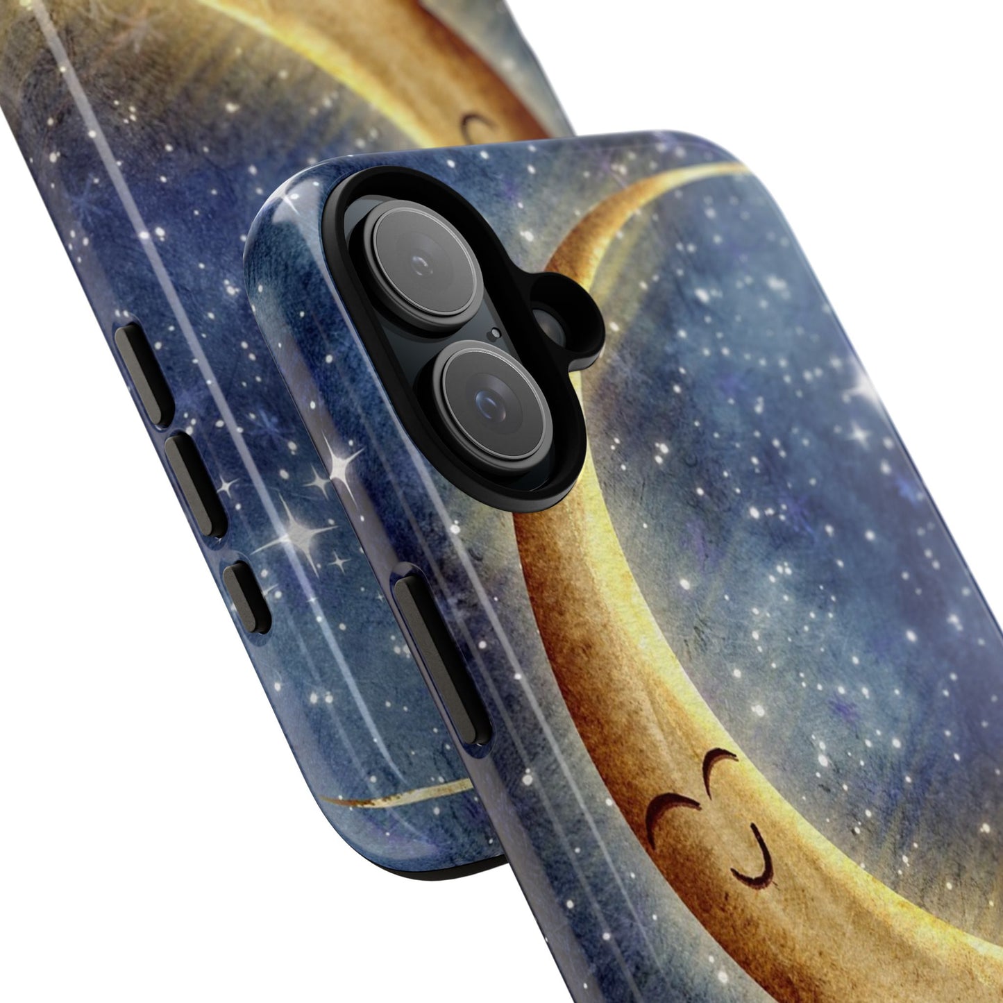 Moonlit Smile Phone Case — Starry Night Crescent Moon iPhone Cover