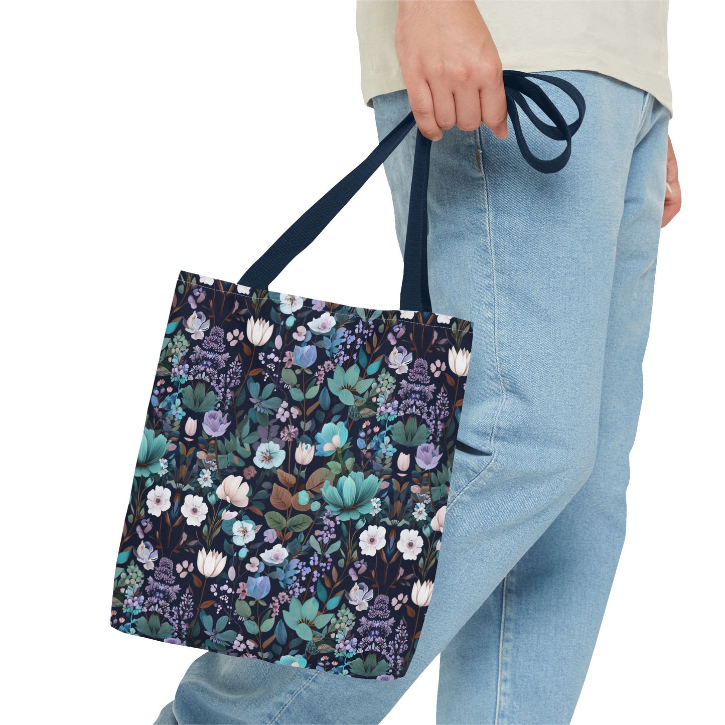 Floral Nightfall Tote Bag — Dark Botanical All-Over Print