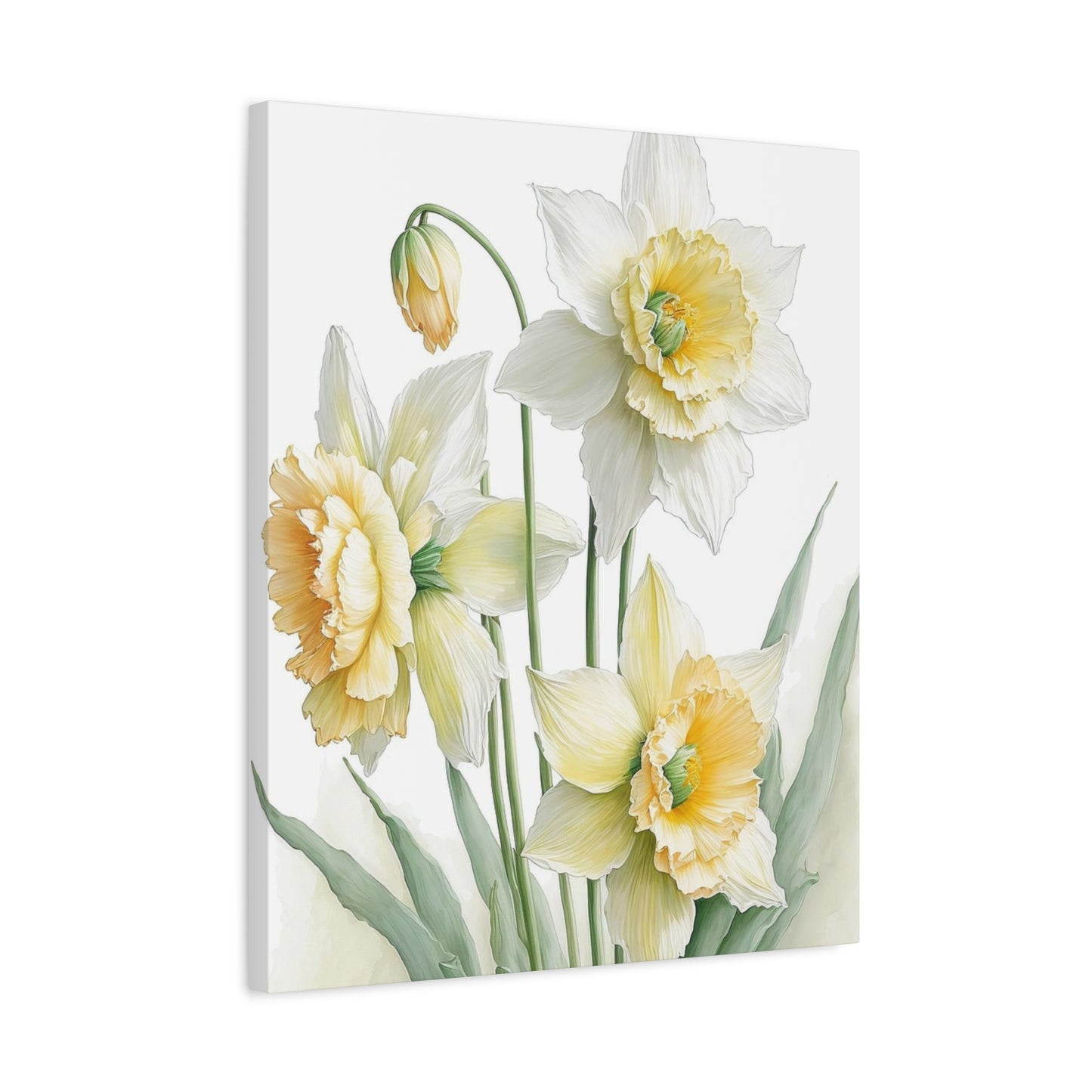 Matte Canvas, Stretched, 1.25" beautiful flowers white and yellow.