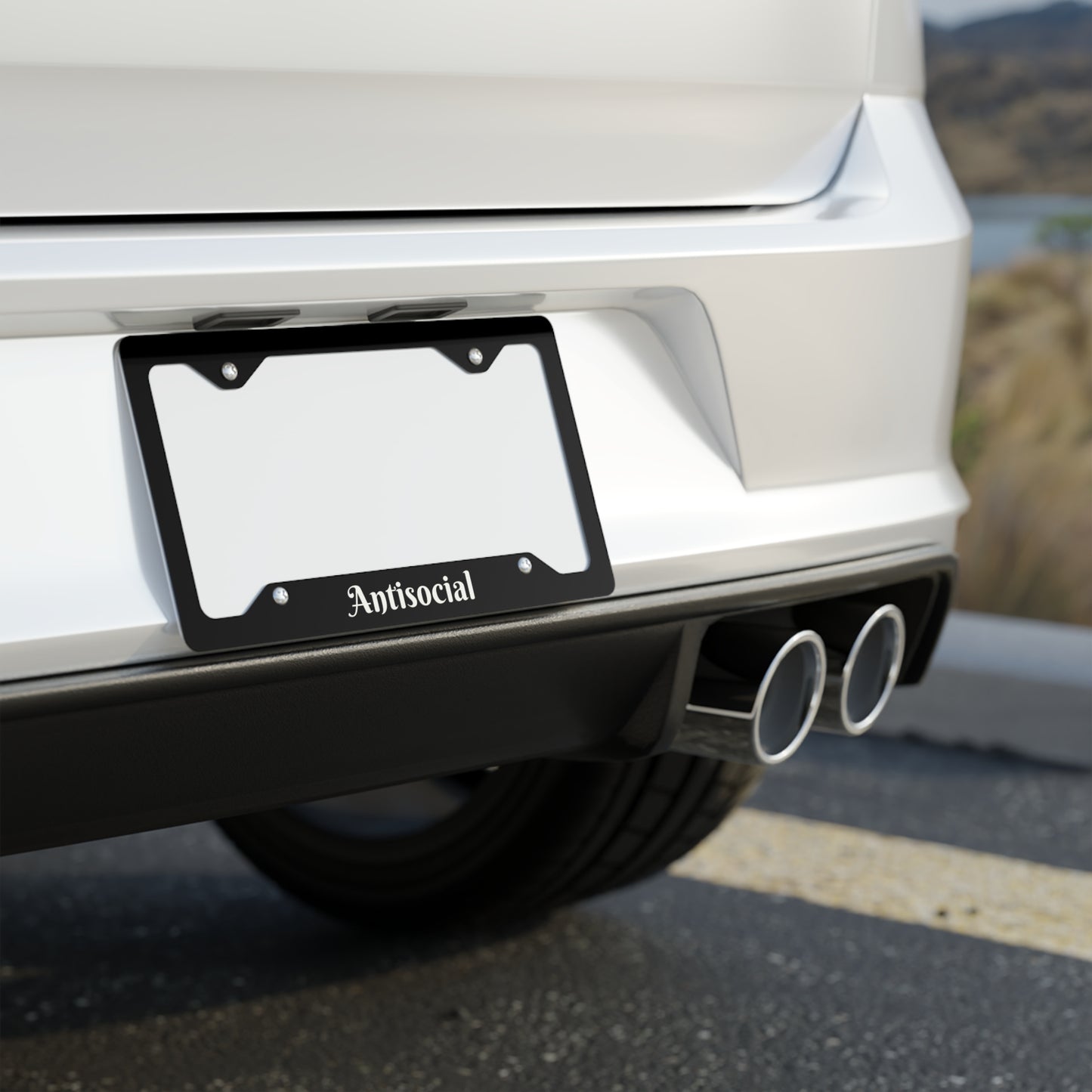 Funny Metal License Plate Frame - Antisocial