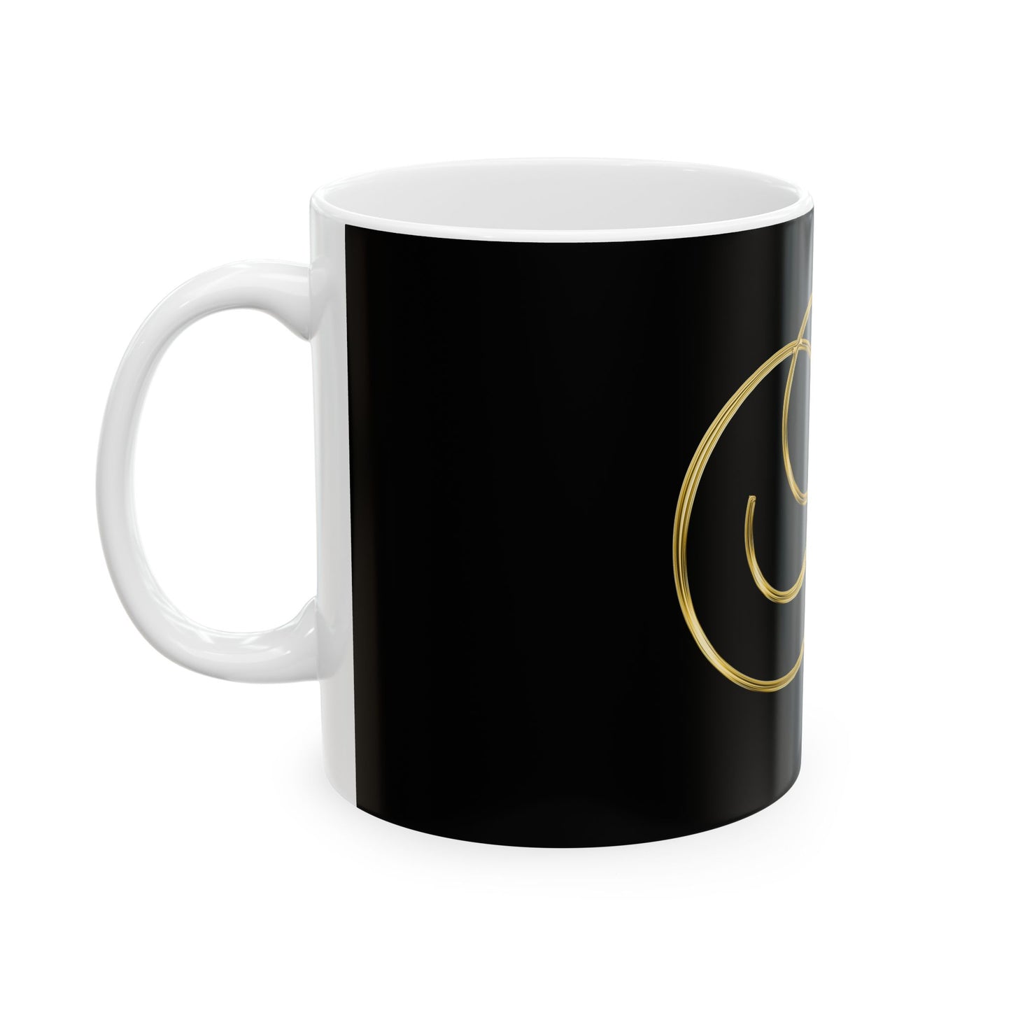 Gold Script Letter N Ceramic Mug — Elegant Monogram Coffee Cup (11oz, 15oz)