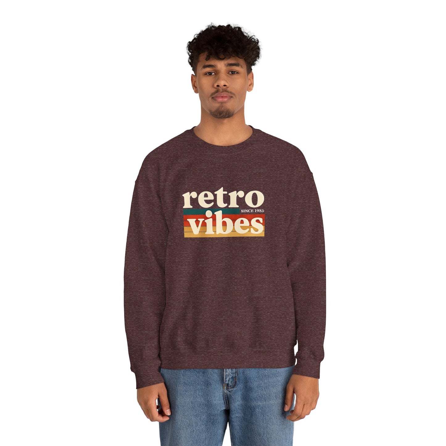 Retro Vibes Crewneck Sweatshirt, Unisex Vintage Style, Cozy Fall Fashion, Gift for Music Lovers, Chill Weekend Wear