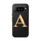 Custom Phone Case with Gold Letter A, Monogrammed Gift, Tough Protective Case, Personalized Phone Accessory, Unique Phone Cover