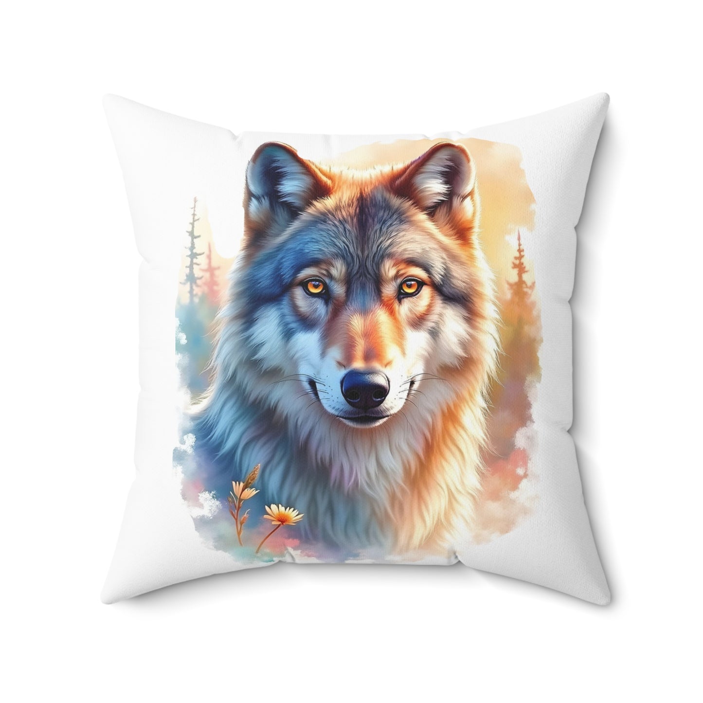 Majestic Wolf Print Pillow, Cozy Home Accent, Wilderness Themed Cushion