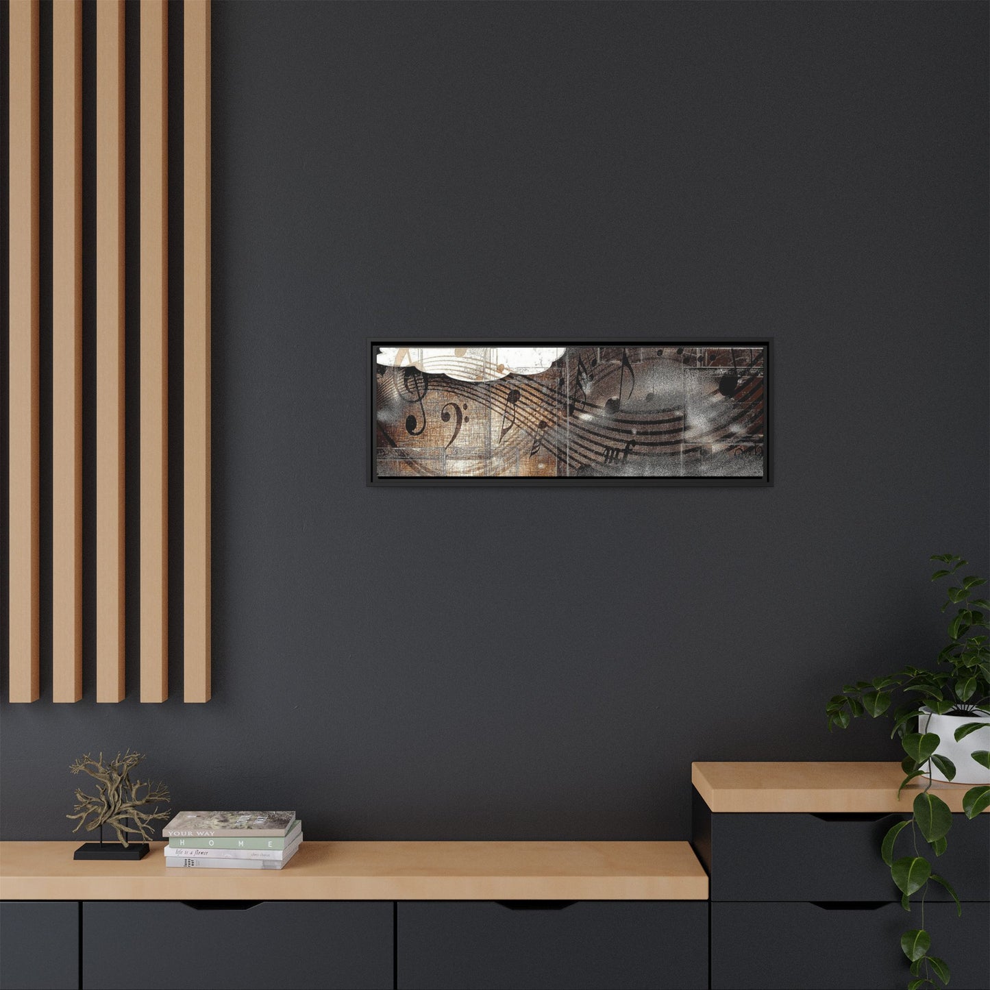 Framed Music Notes Canvas Print — Abstract Vintage Piano & Sheet Music Wall Art