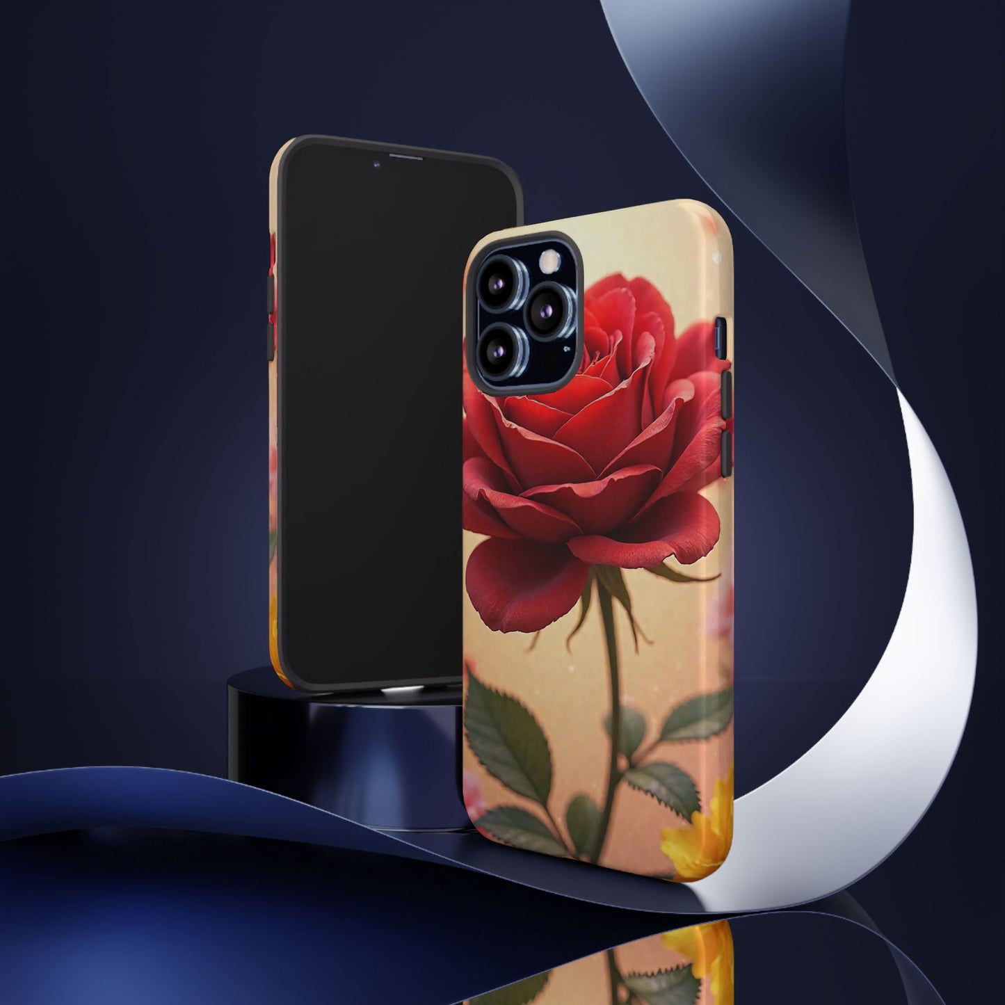 Floral Phone Case with Red Rose Design, Tough Phone Cover, Flower Print, Gift for Her, Stylish Accessory, Floral Aesthetic