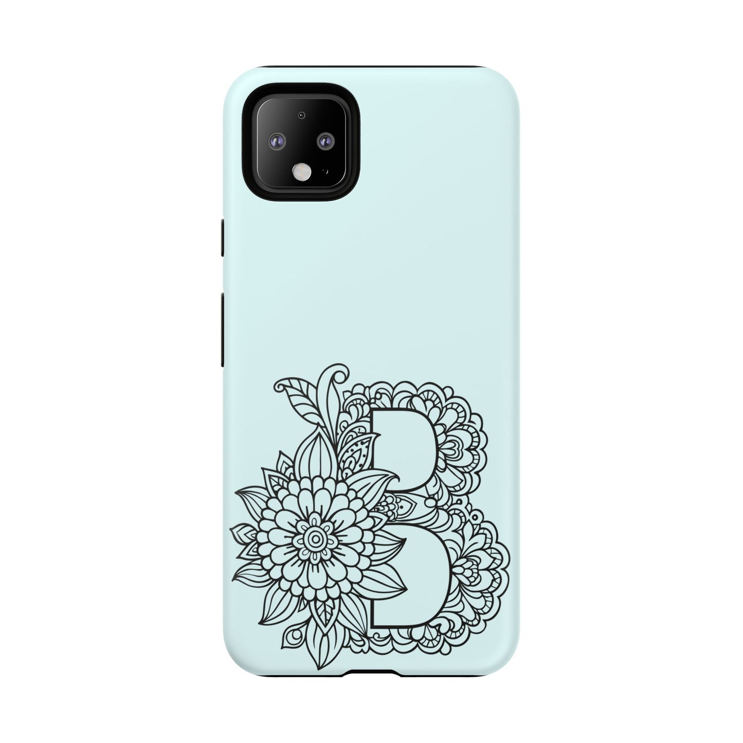 Personalized Tough Phone Case- Letter B, Floral Monogram Cell Phone Cover, Custom Protective Case, Unique Gift, Birthday, Graduation