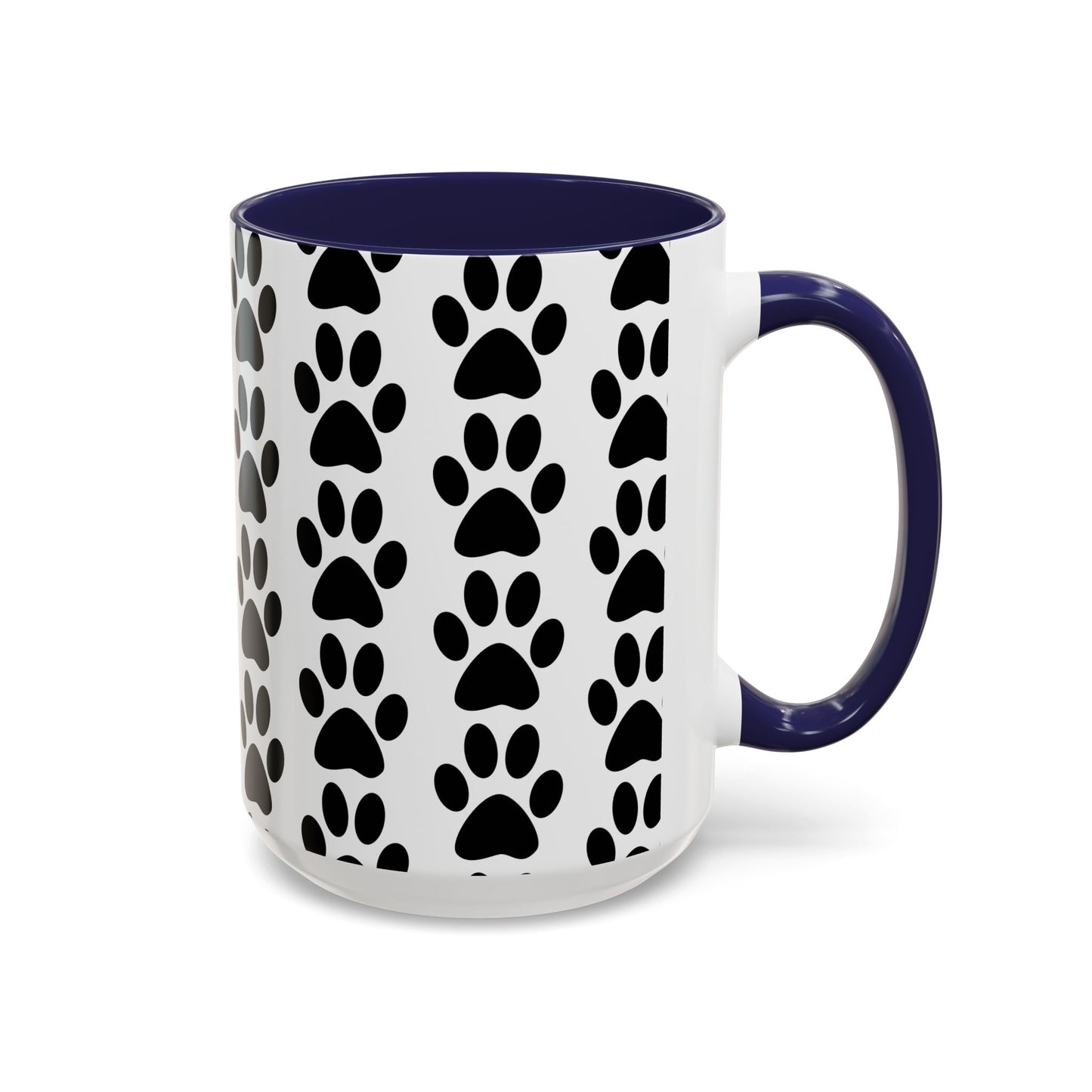 Paw Print Accent Coffee Mug - Dog Lover Gift, Black and White Pet Mug, Cute Animal Decor, Personalized Pet Owner Present, Coffee Tea Cup