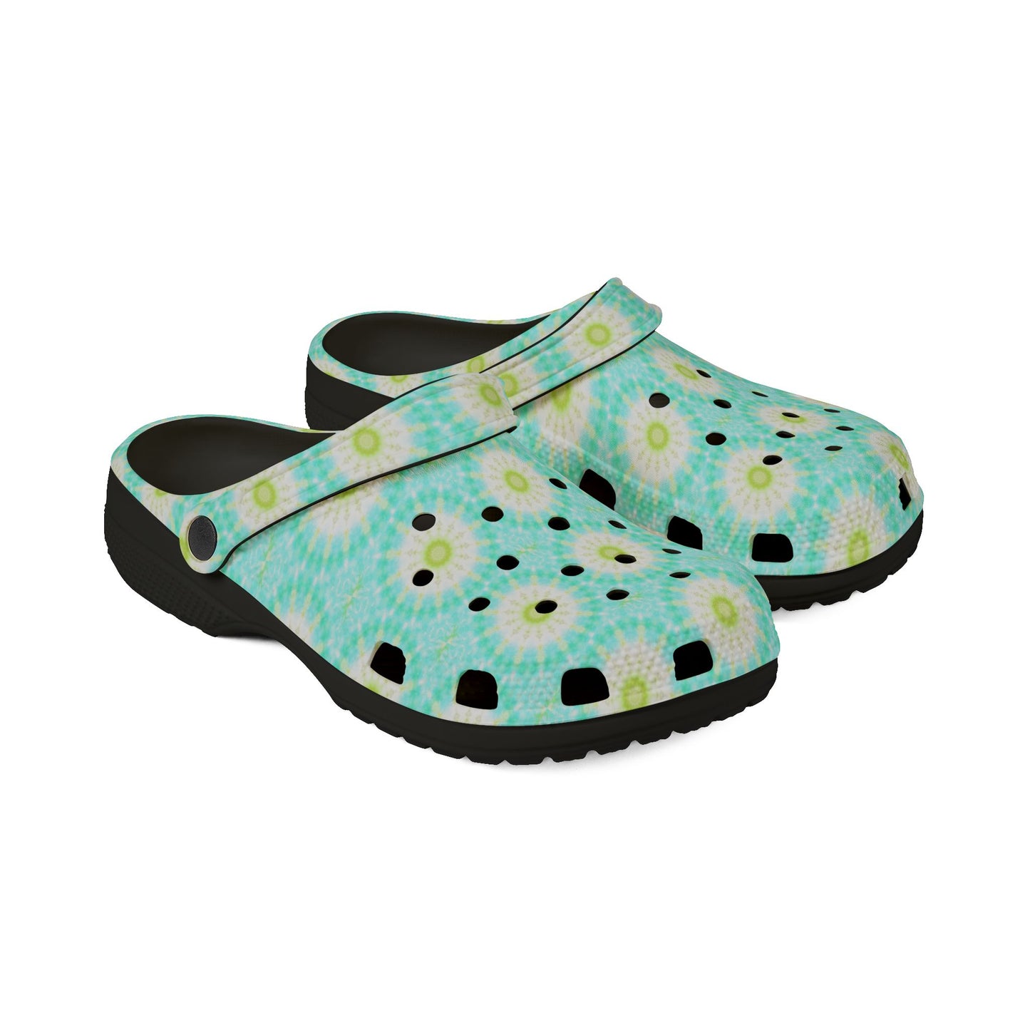 Aqua Daisy EVA Foam Clogs — Lightweight Floral Garden Shoes