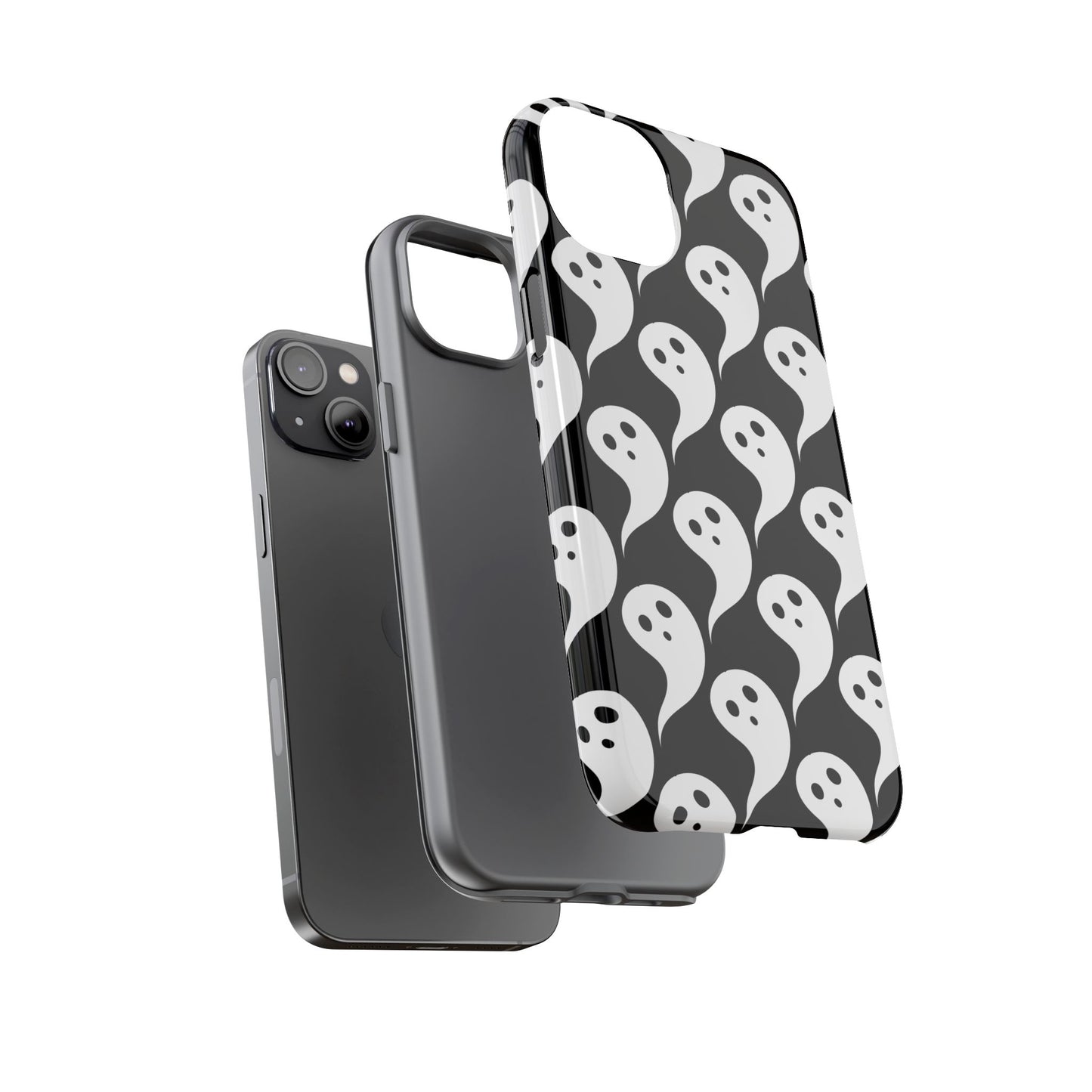 Ghost Pattern Phone Case, Cute Ghost Cell Phone Cover, Halloween Accessory, Spooky Gift, Black and White Phone Case