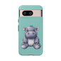 Cute Hippo Phone Case, Tough Phone Cover, Fun Animal Case, Gift for Kids, Cute Decor, Birthday Present