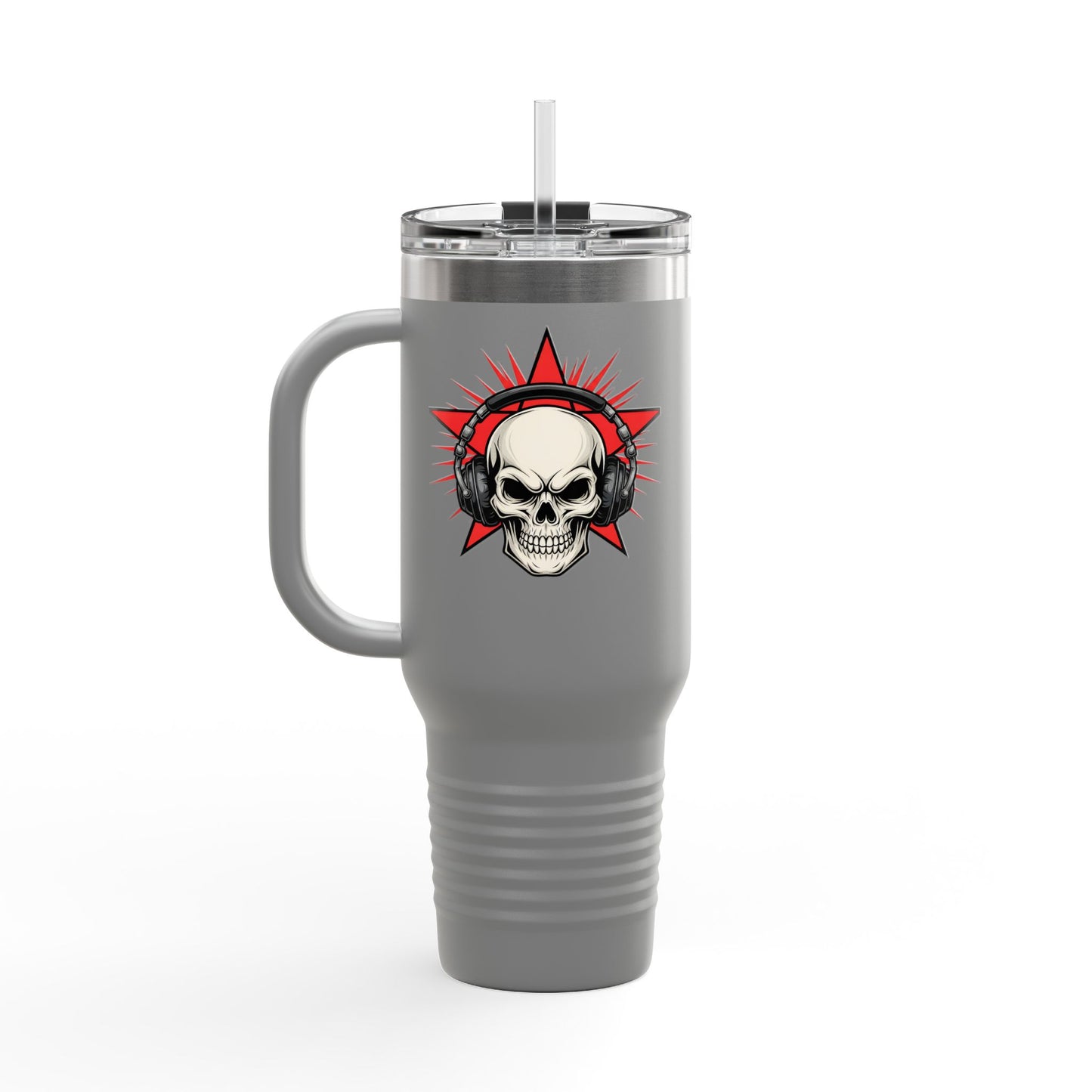 Skull and Stars Insulated Travel Mug - 40oz | Perfect for Road Trips, Gifts for Music Lovers, Outdoor Adventures, and Coffee Enthusiasts