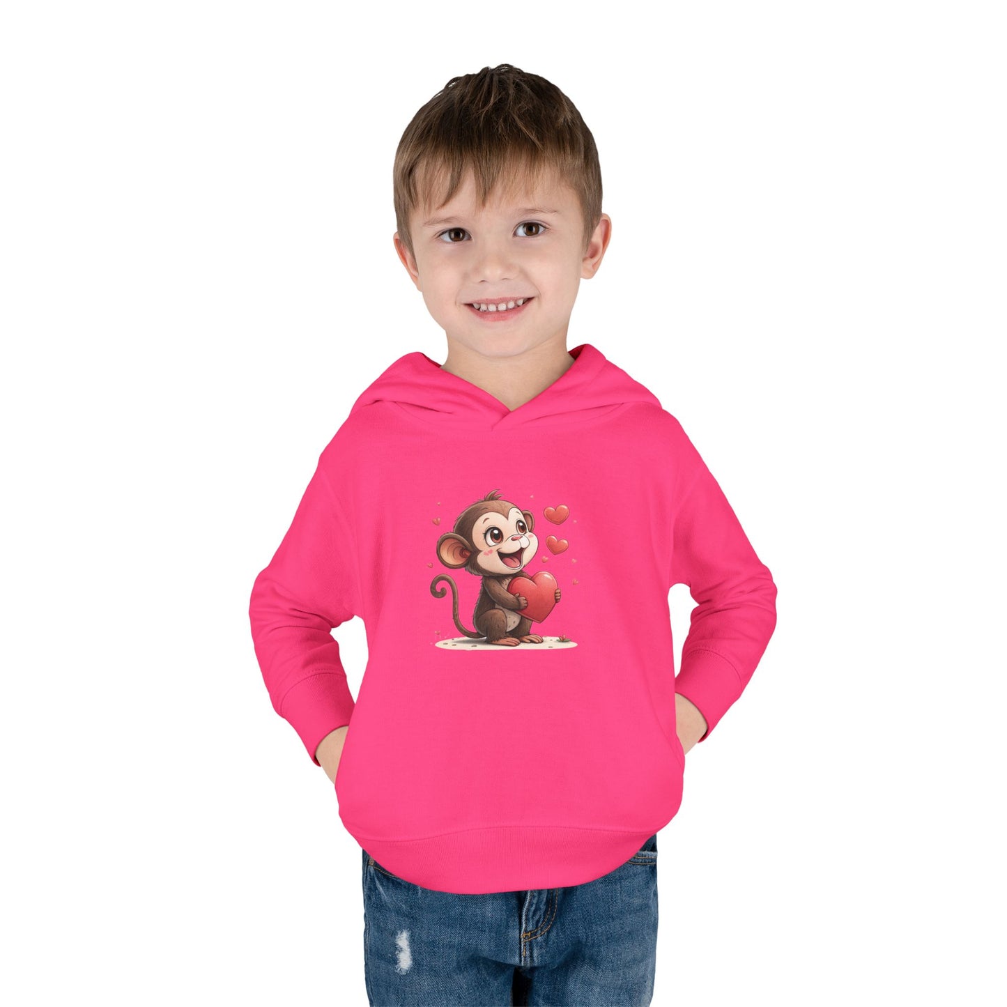 Adorable Toddler Monkey Love Hoodie, Birthday Gift, Kids Pullover, Baby Shower Gift, Cute Fleece Sweatshirt