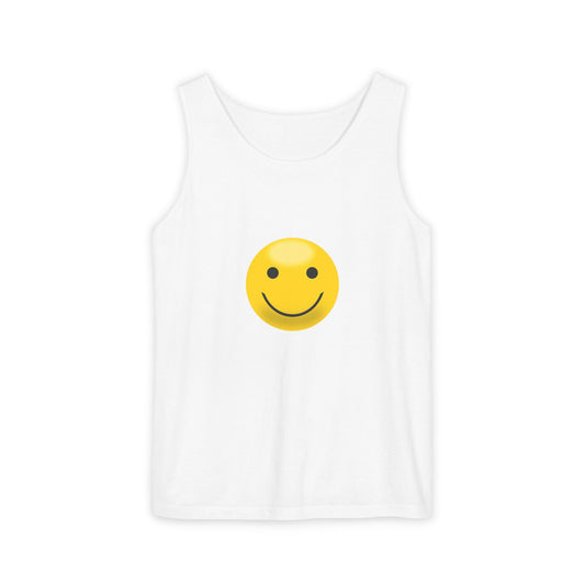 Smiley Face Tank Top, Summer Shirt, Casual Wear, Beach Outing, Gift for Friends, Positive Vibes Apparel