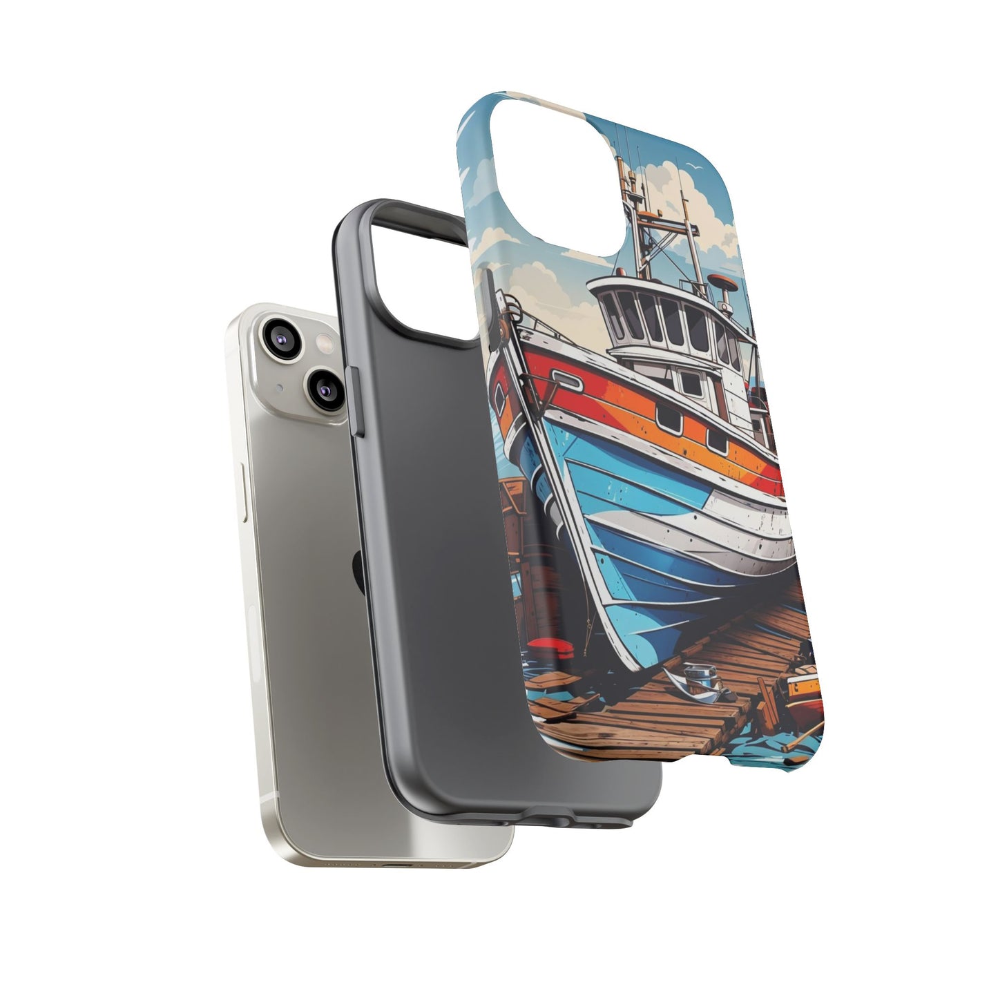 Colorful Fishing Boat Phone Case | Nautical Gift, Marine Design, Coastal Aesthetic, Summer Vibes, Sea Lover's Accessory