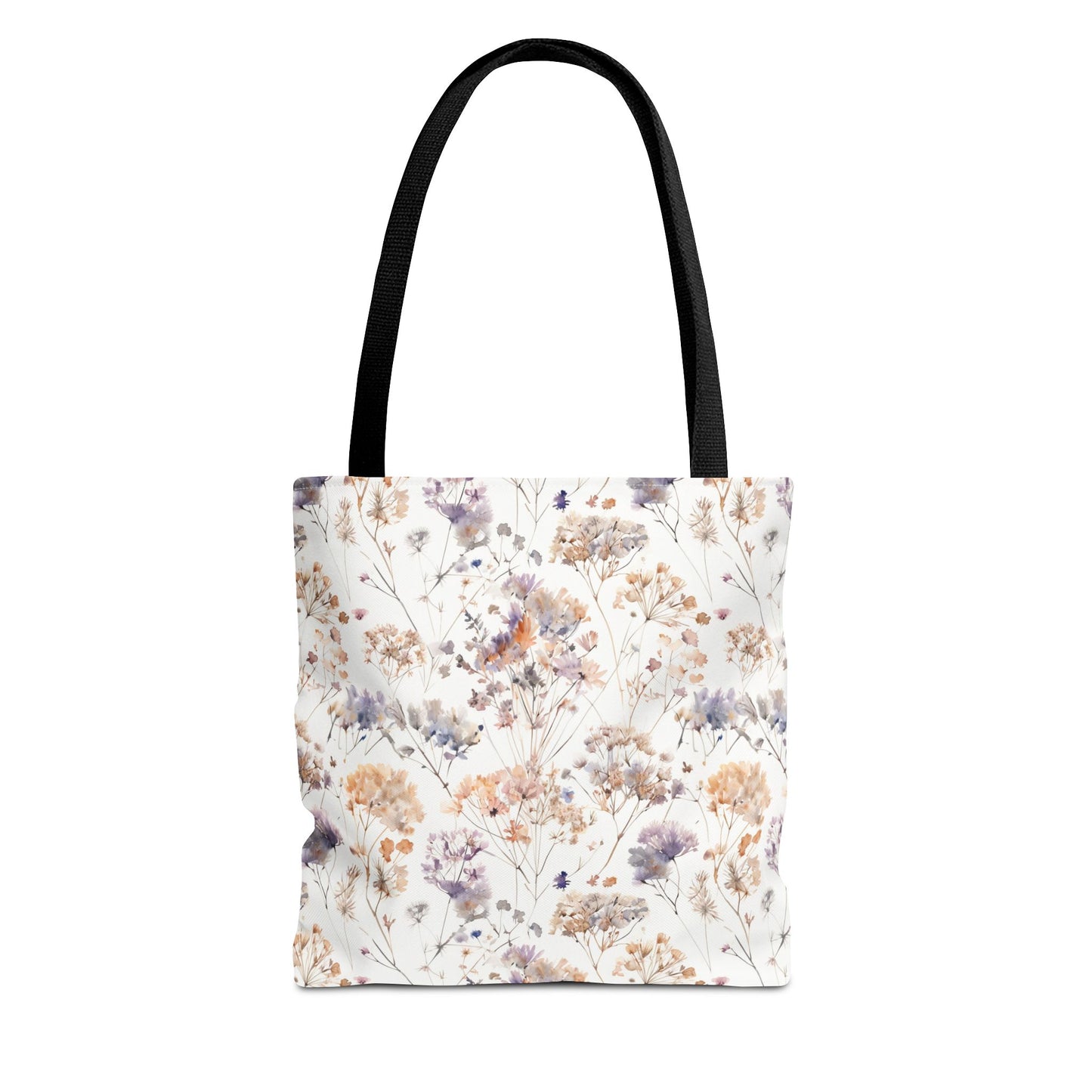 Floral Ditsy Print Tote Bag – Neutral Watercolor Wildflower Market Bag